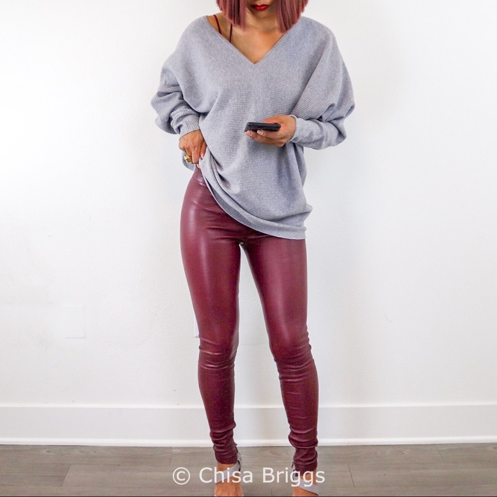 *SOLD* Vince Lambskin Leather Leggings - Wine NWT
